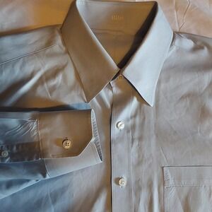 J Hilburn Men's Designer Custom Non-Iron Blue Cotton Dress Shirt Size 16‎ 34-35